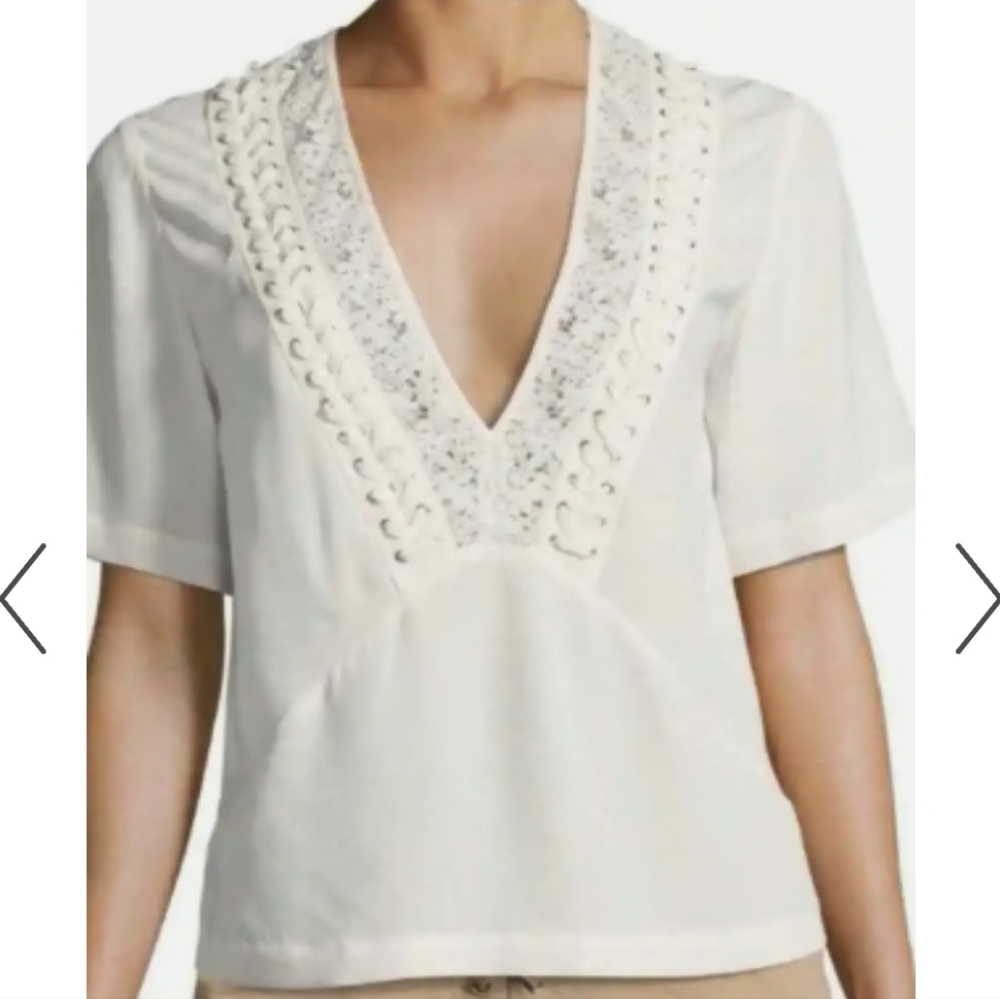 A.L.C. Silk Blouse Ivory Size 6 READ